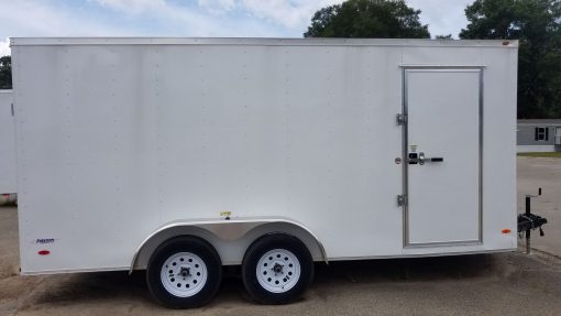 Freedom Trailers 7x16 TA Trailer - White, Ramp, Side Door, Extra Height