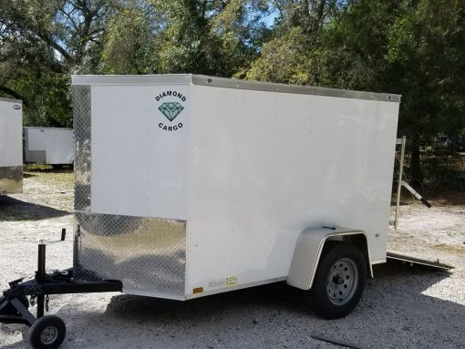 Diamond Cargo 5x8 SA Trailer - White, Ramp - Image 2