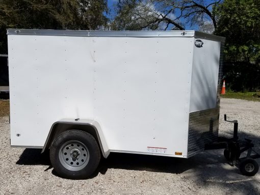 Diamond Cargo 5x8 SA Trailer - White, Ramp