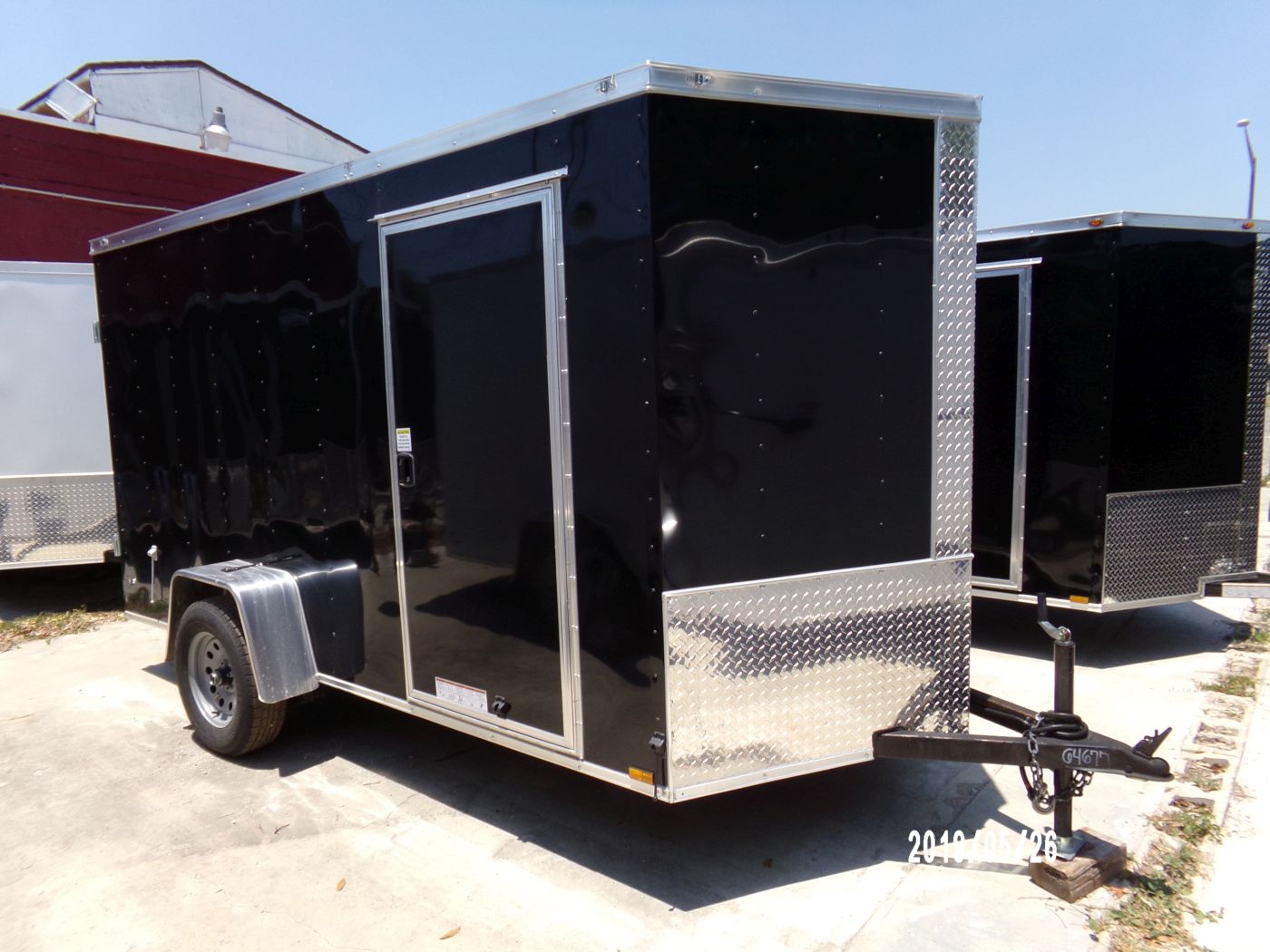 Diamond Cargo 6x12 SA Trailer - Black, Barn Doors, Side Door, Extra Height