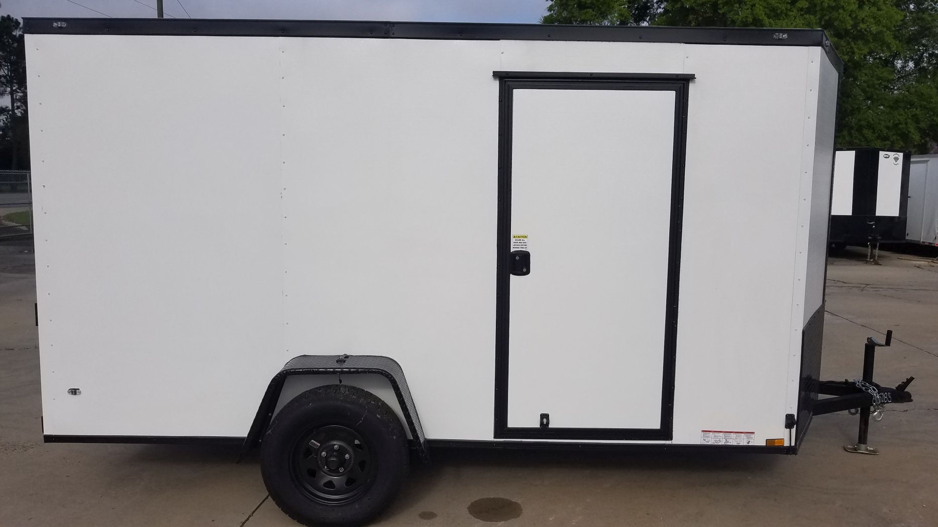 Diamond Cargo 6x12 SA Trailer - Embossed White, Ramp, Side Door, Extra Height, Blackout
