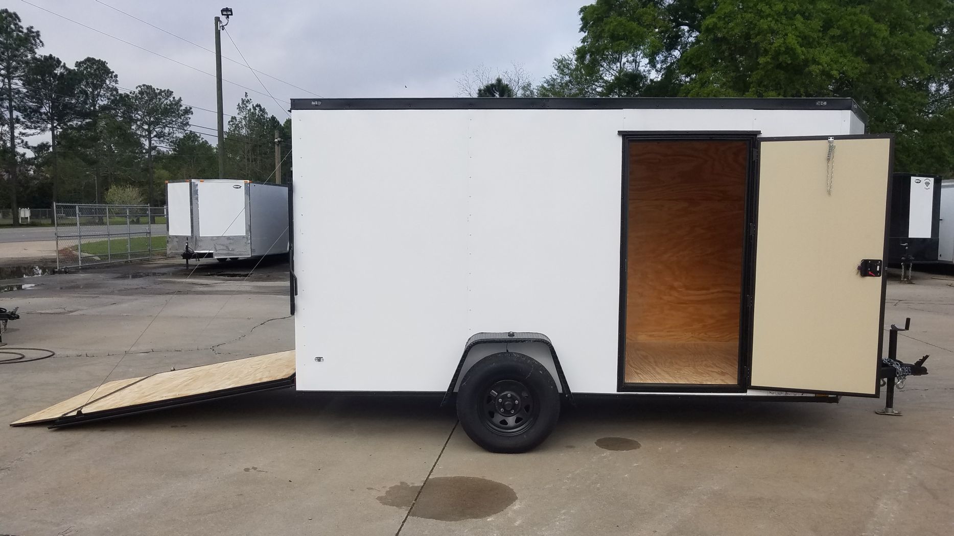 Diamond Cargo 6x12 SA Trailer - Embossed White, Ramp, Side Door, Extra Height, Blackout - Image 12