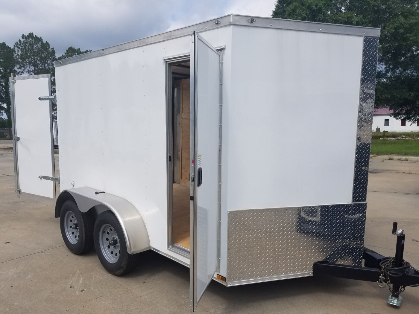 Diamond Cargo 7x10 TA Trailer White, Bran Doors, Side Door, Extra