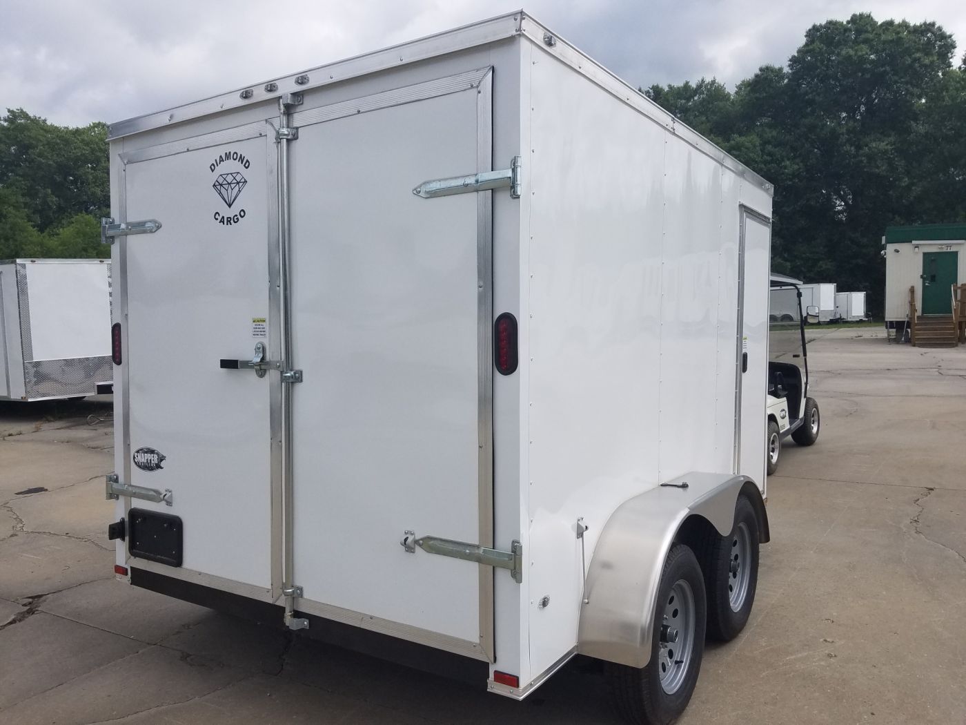 Diamond Cargo 7x10 TA Trailer White, Bran Doors, Side Door, Extra