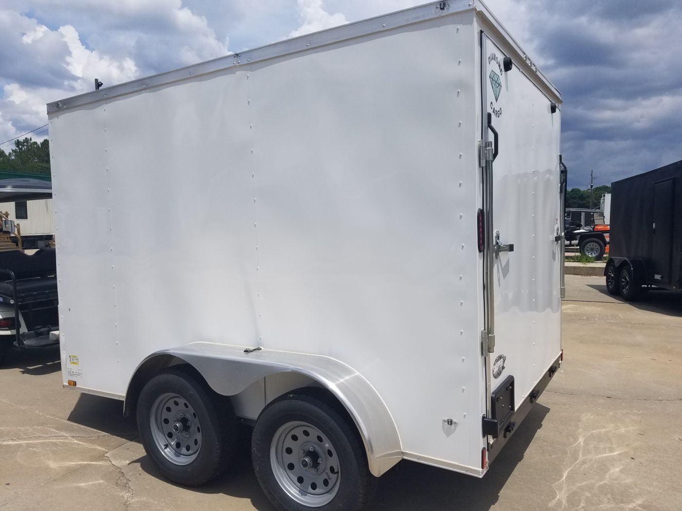Diamond Cargo 7x10 TA Trailer - White, Ramp, Side Door, Extra Height - Image 7