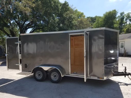Diamond Cargo 7x14 TA Trailer - Charcoal Gray, Barn Doors, Side Door, Extra Height, Insulated - Image 13