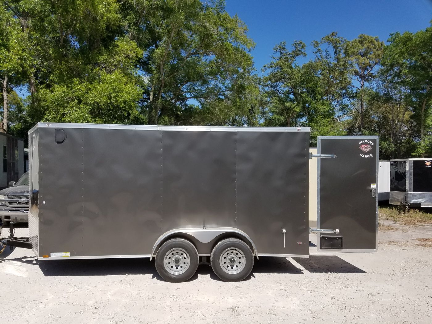 Diamond Cargo 7x14 TA Trailer - Charcoal Gray, Barn Doors, Side Door, Extra Height, Insulated - Image 3