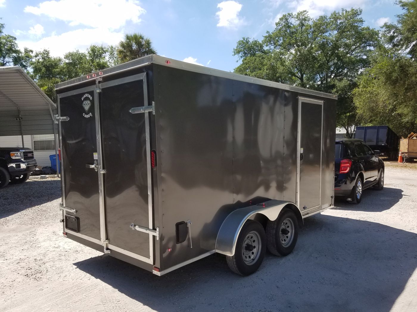 Diamond Cargo 7x14 TA Trailer - Charcoal Gray, Barn Doors, Side Door, Extra Height, Insulated - Image 10