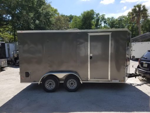 Diamond Cargo 7x14 TA Trailer - Charcoal Gray, Barn Doors, Side Door, Extra Height, Insulated
