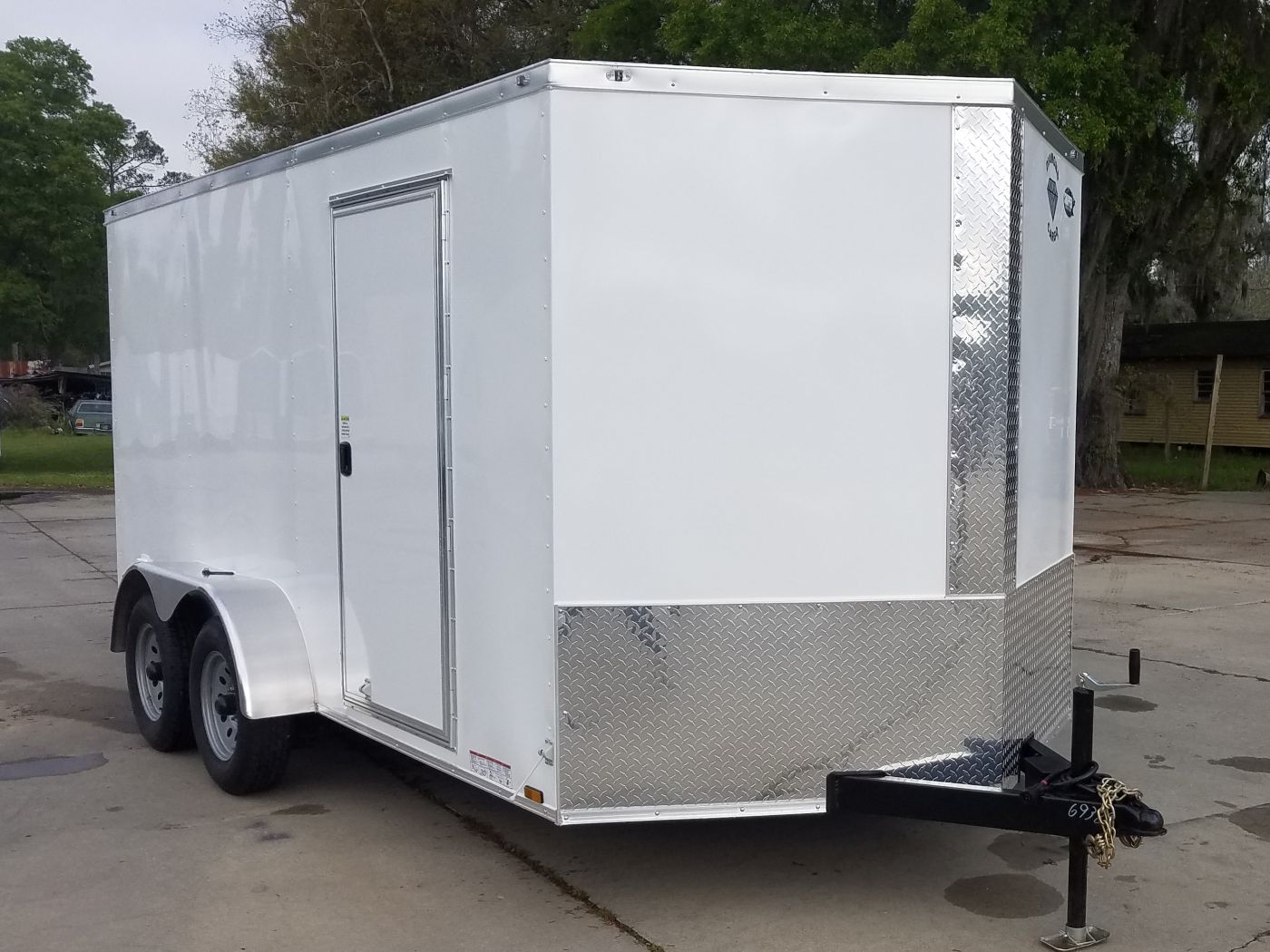 Diamond Cargo 7x14 TA Trailer - White, Ramp, Side Door, Extra Height - Image 16