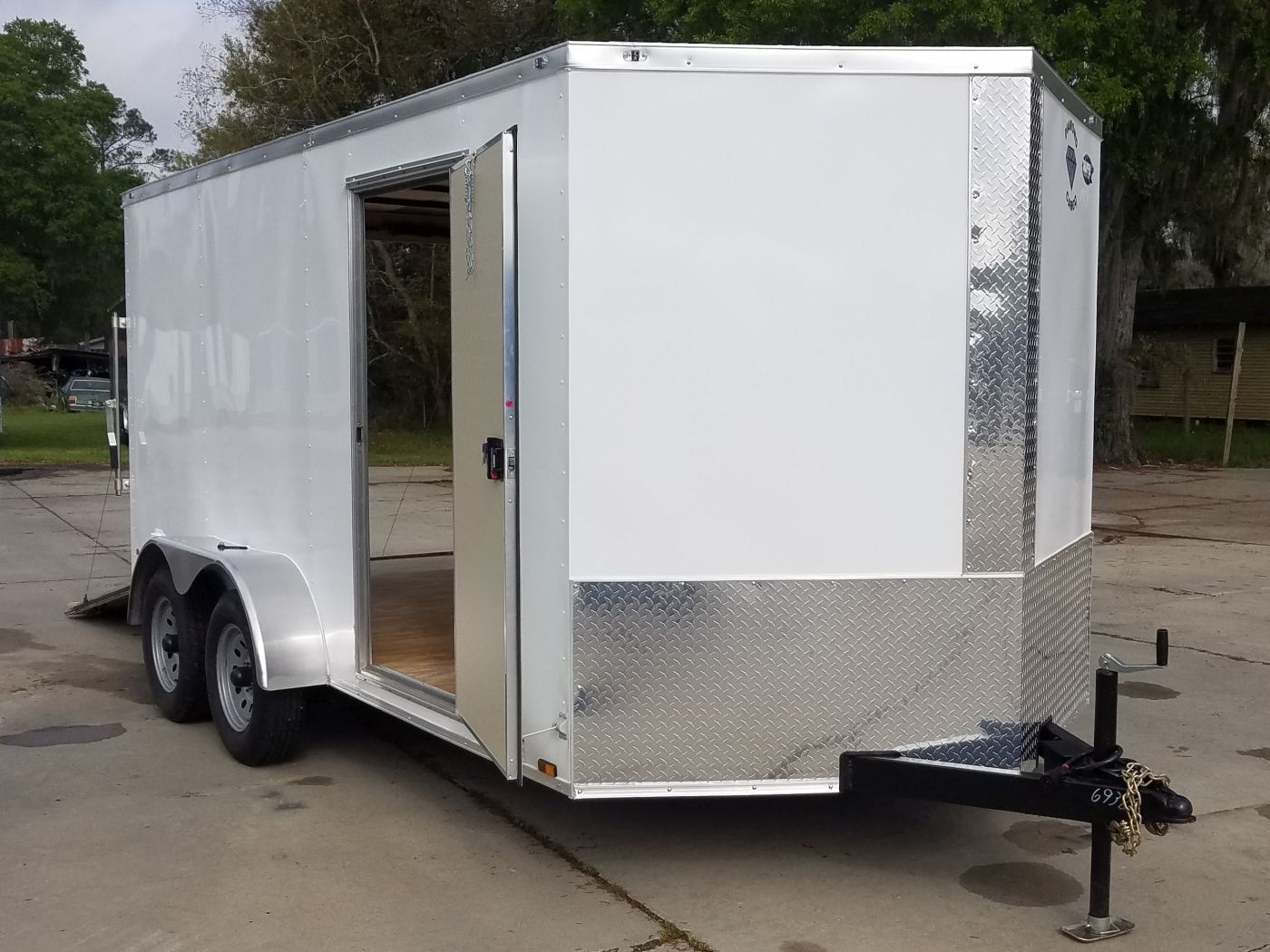 Diamond Cargo 7x14 TA Trailer - White, Ramp, Side Door, Extra Height - Image 14