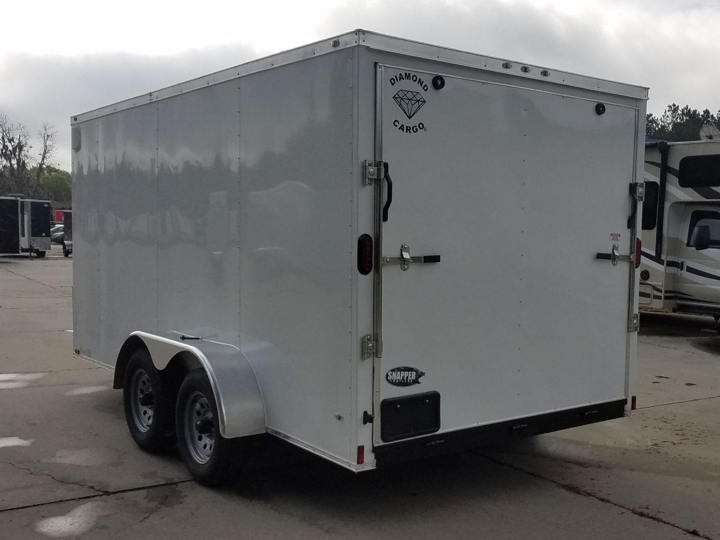 Diamond Cargo 7x14 TA Trailer - White, Ramp, Side Door, Extra Height - Image 7