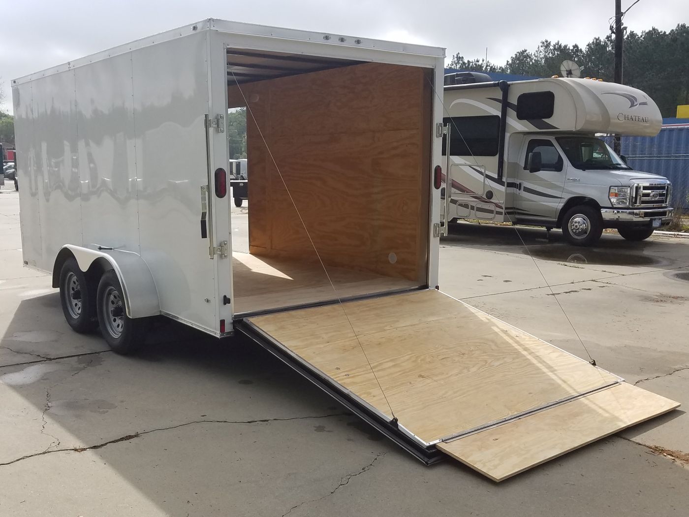 Diamond Cargo 7x14 TA Trailer - White, Ramp, Side Door, Extra Height - Image 6