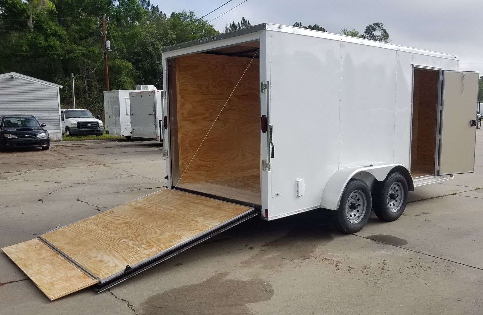Diamond Cargo 7x14 TA Trailer - White, Ramp, Side Door, Extra Height - Image 10