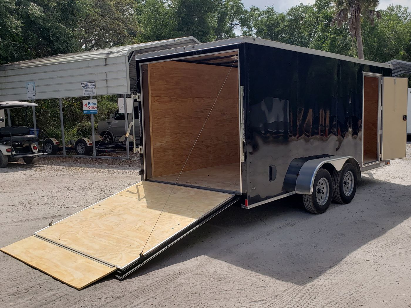 Diamond Cargo 7x16 TA Trailer - Black, Ramp, Side Door, Extra Height - Image 10