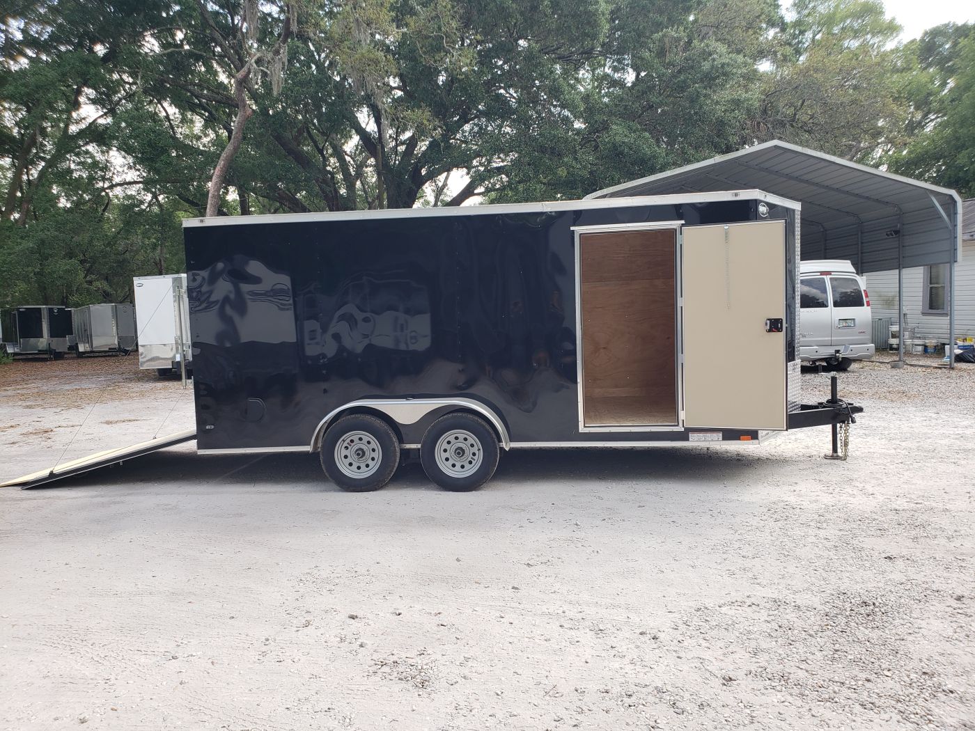 Diamond Cargo 7x16 TA Trailer - Black, Ramp, Side Door, Extra Height - Image 12