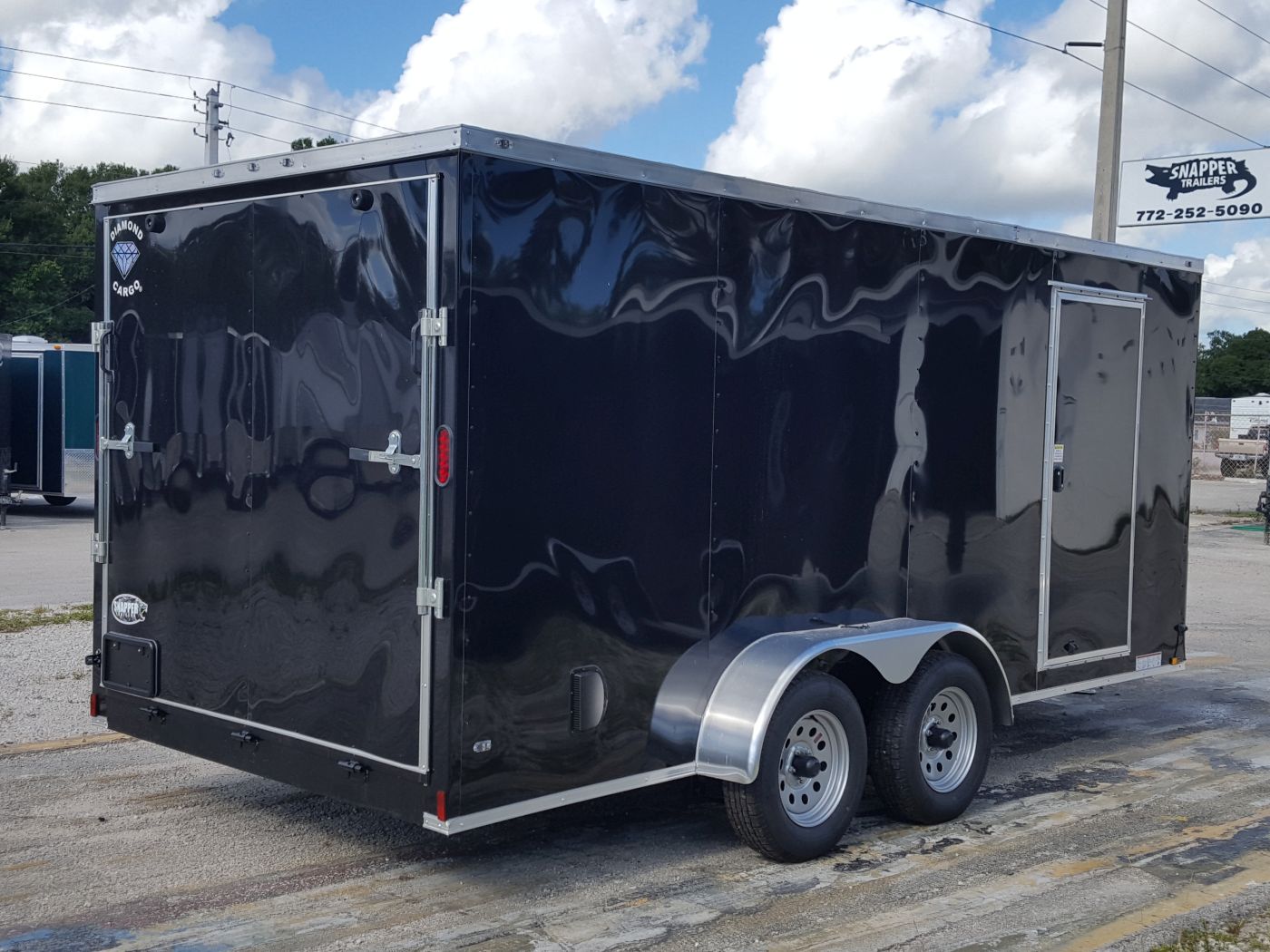 Diamond Cargo 7x16 TA Trailer - Black, Ramp, Side Door, Extra Height - Image 9