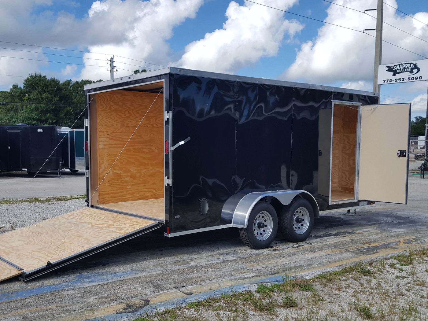 Diamond Cargo 7x16 TA Trailer - Black, Ramp, Side Door, Extra Height - Image 8