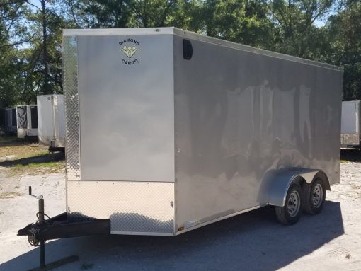 Diamond Cargo 7x16 TA Trailer - Silver Frost, Ramp, Side Door, Extra Height - Image 3
