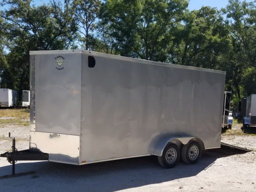 Diamond Cargo 7x16 TA Trailer - Silver Frost, Ramp, Side Door, Extra Height - Image 2