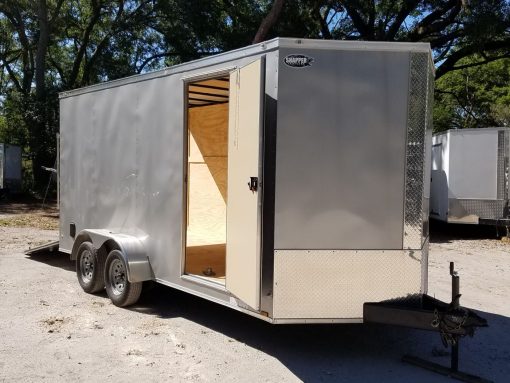 Diamond Cargo 7x16 TA Trailer - Silver Frost, Ramp, Side Door, Extra Height - Image 14