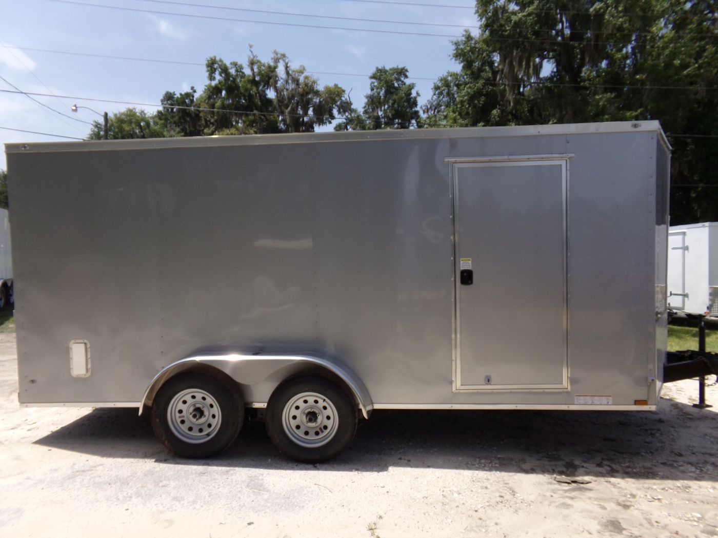 Diamond Cargo 7x16 TA Trailer - Silver Frost, Ramp, Side Door, Extra Height