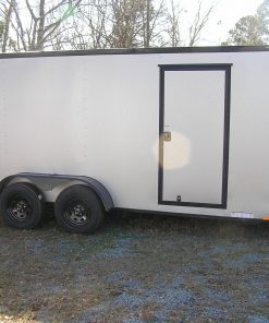 Diamond Cargo 7x16 TA Trailer - Embossed Silver Frost, Ramp, Side Door, Extra Height