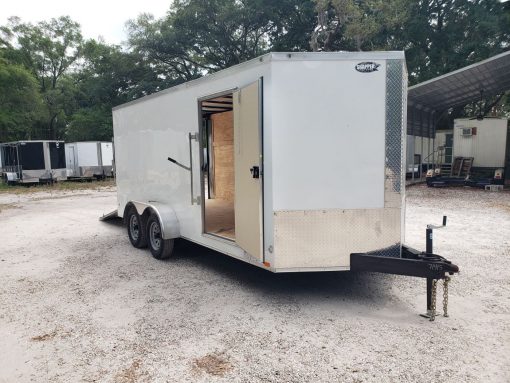 Diamond Cargo 7x16 TA Trailer - White, Ramp, Side Door, Extra Height - Image 14