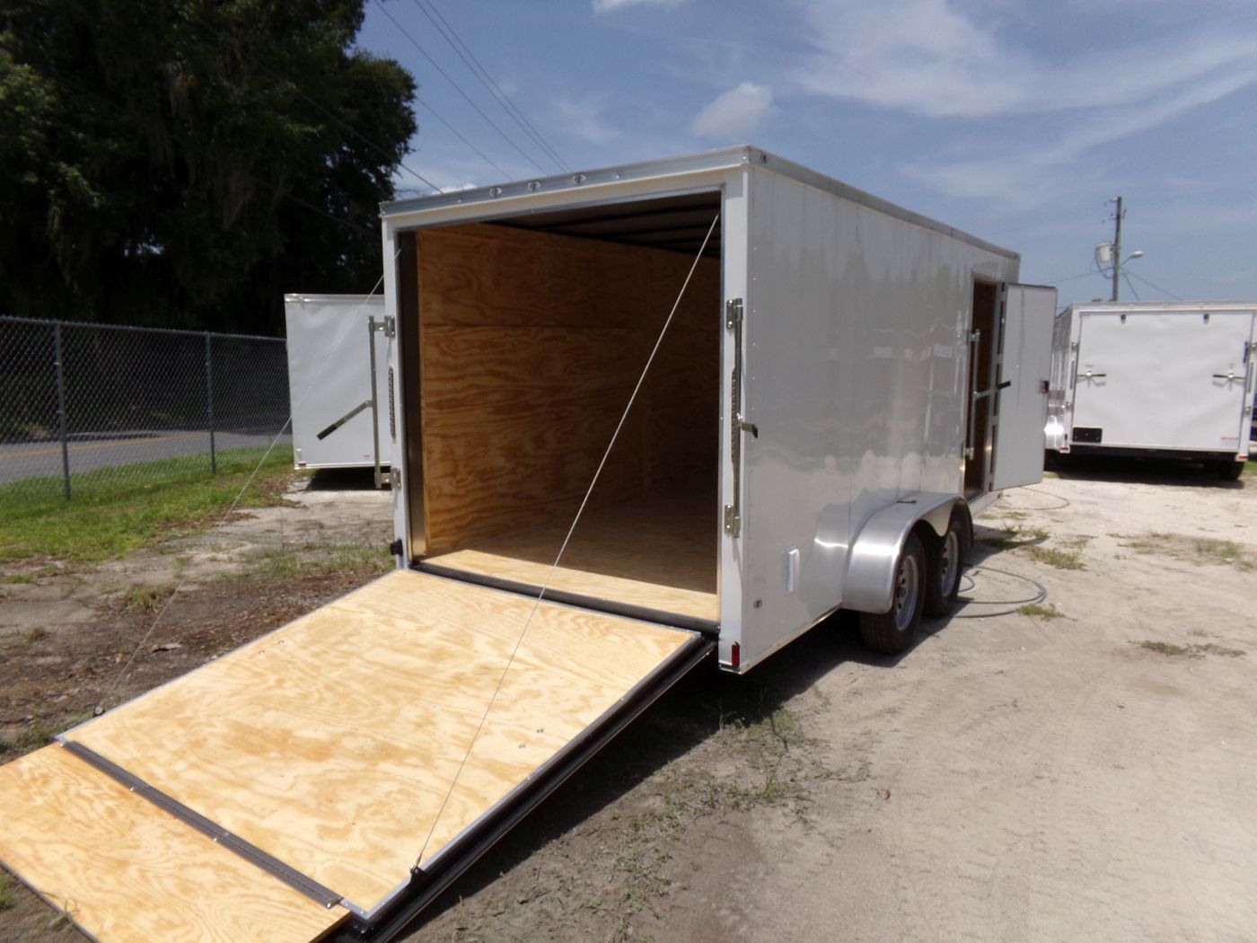 Diamond Cargo 7x16 TA Trailer - White, Ramp, Side Door, Extra Height - Image 8