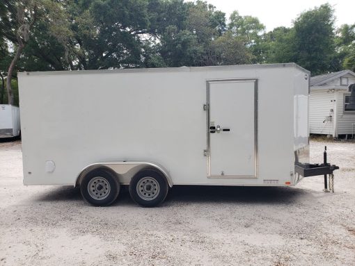 Diamond Cargo 7x16 TA Trailer - White, Ramp, Side Door, Extra Height