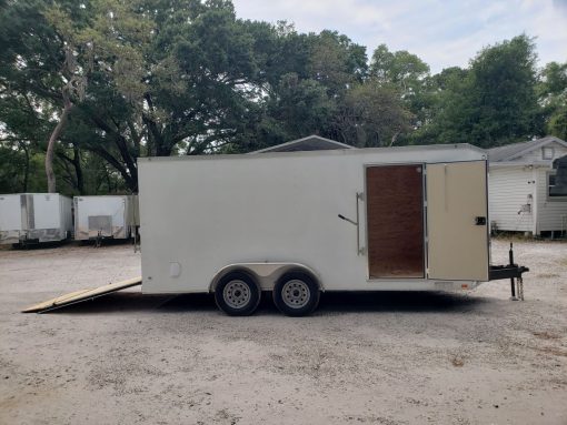 Diamond Cargo 7x16 TA Trailer - White, Ramp, Side Door, Extra Height - Image 12