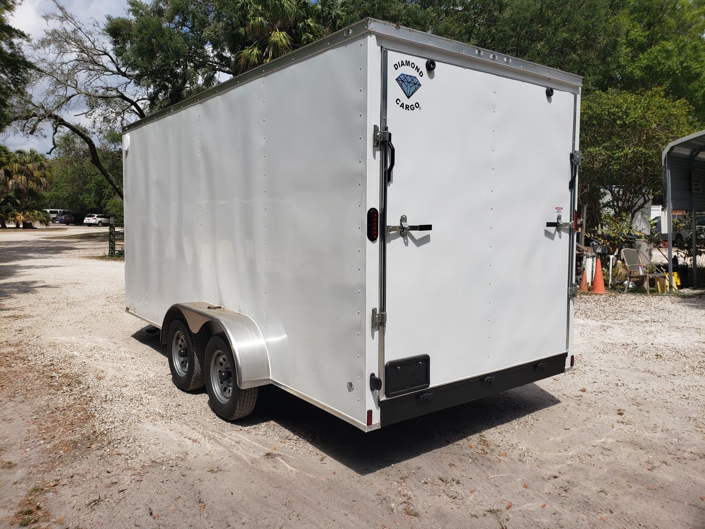 Diamond Cargo 7x16 TA Trailer - White, Ramp, Side Door, Extra Height - Image 7