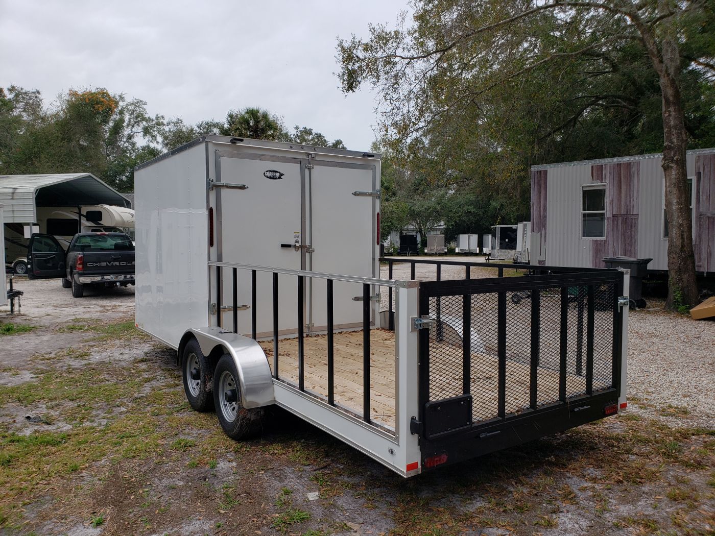 Diamond Cargo 7x20 TA Trailer - White, Barn Doors, Side Door, Extra Height, Hybrid Deck, 5K Axles - Image 6