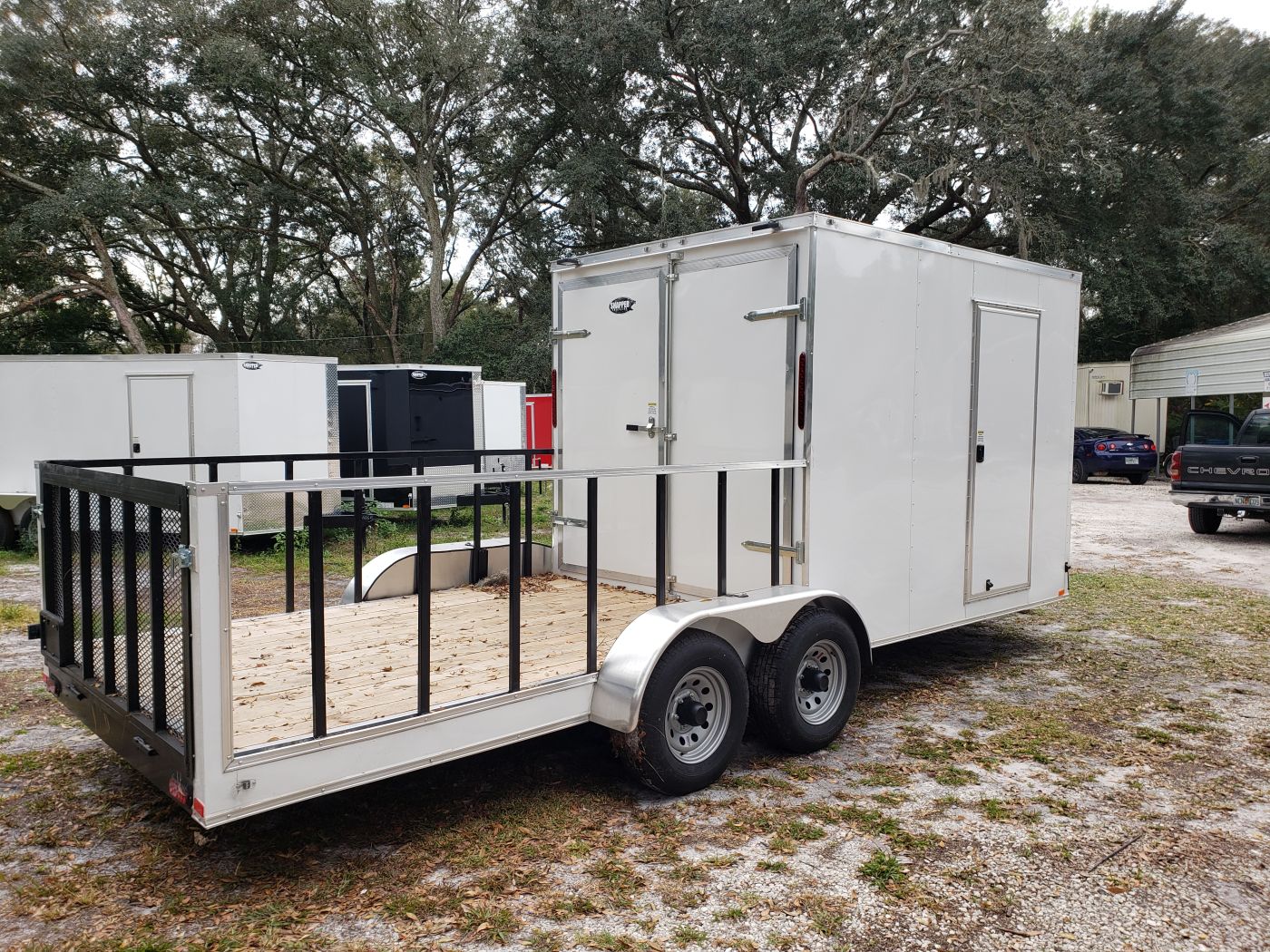 Diamond Cargo 7x20 TA Trailer - White, Barn Doors, Side Door, Extra Height, Hybrid Deck, 5K Axles - Image 10