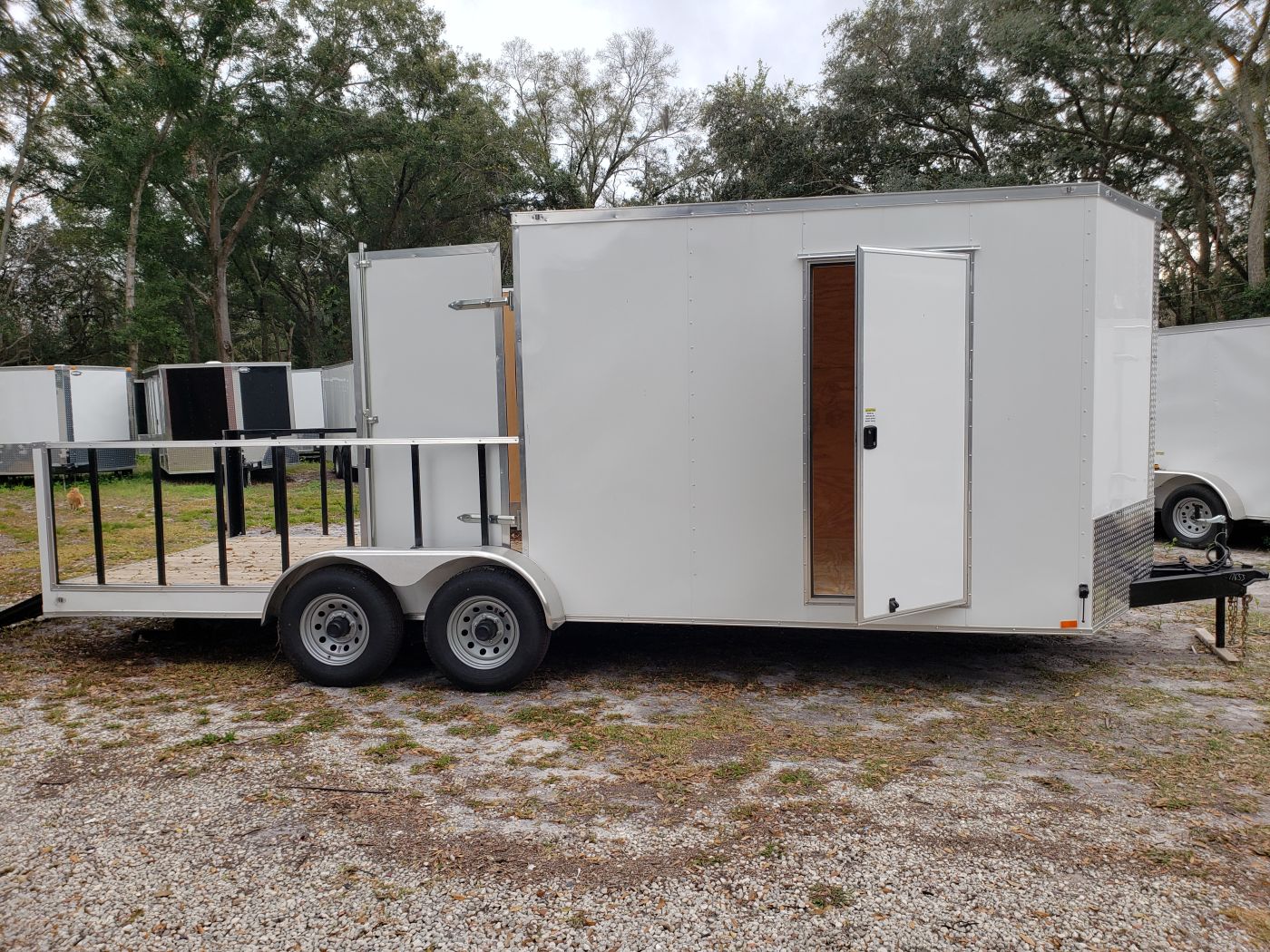Diamond Cargo 7x20 TA Trailer - White, Barn Doors, Side Door, Extra Height, Hybrid Deck, 5K Axles - Image 11