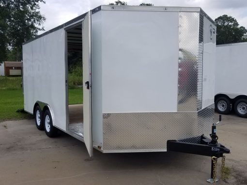 Diamond Cargo 8.5x18 TA Trailer - White, Ramp, Side Door, D-Rings - Image 12