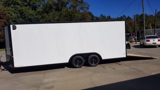 Diamond Cargo 8.5x20 TA Trailer - White Embossed, Ramp, Side Door, D-Rings, Full Blackout, ATP Corners - Image 4