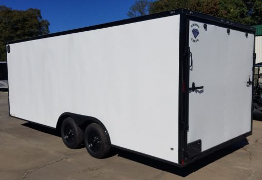 Diamond Cargo 8.5x20 TA Trailer - White Embossed, Ramp, Side Door, D-Rings, Full Blackout, ATP Corners - Image 7