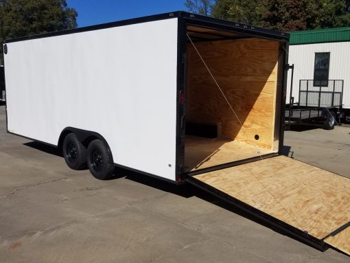 Diamond Cargo 8.5x20 TA Trailer - White Embossed, Ramp, Side Door, D-Rings, Full Blackout, ATP Corners - Image 6