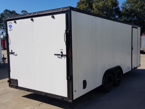 Diamond Cargo 8.5x20 TA Trailer - White Embossed, Ramp, Side Door, D-Rings, Full Blackout, ATP Corners - Image 11