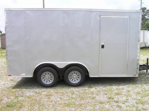 Quality Cargo 8.5x14 TA Trailer - Silver Frost, Ramp, Side Door, and D-Rings