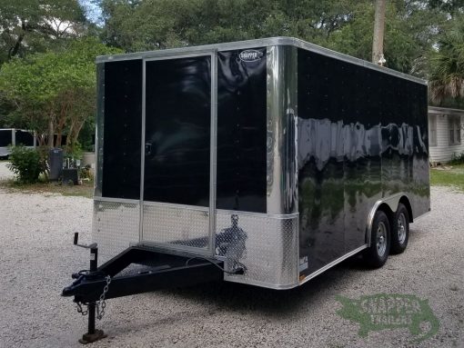 Quality Cargo 8.5x16 TA Trailer - Black, Ramp, Front Door, Concession Doors, 30 Amp Electrical Package and A/C - Image 3