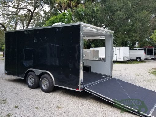 Quality Cargo 8.5x16 TA Trailer - Black, Ramp, Front Door, Concession Doors, 30 Amp Electrical Package and A/C - Image 6