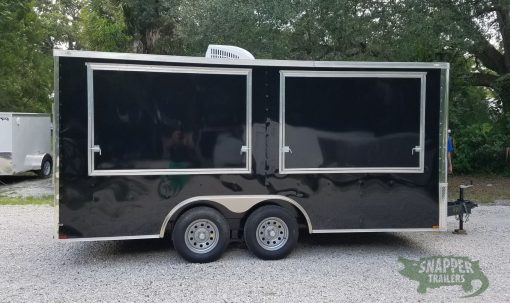 Quality Cargo 8.5x16 TA Trailer - Black, Ramp, Front Door, Concession Doors, 30 Amp Electrical Package and A/C