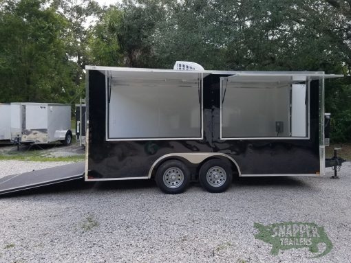 Quality Cargo 8.5x16 TA Trailer - Black, Ramp, Front Door, Concession Doors, 30 Amp Electrical Package and A/C - Image 12