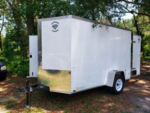 Diamond Cargo 6x10 SA Trailer - Black, Barn Doors, Side Door, Extra Height - Image 2