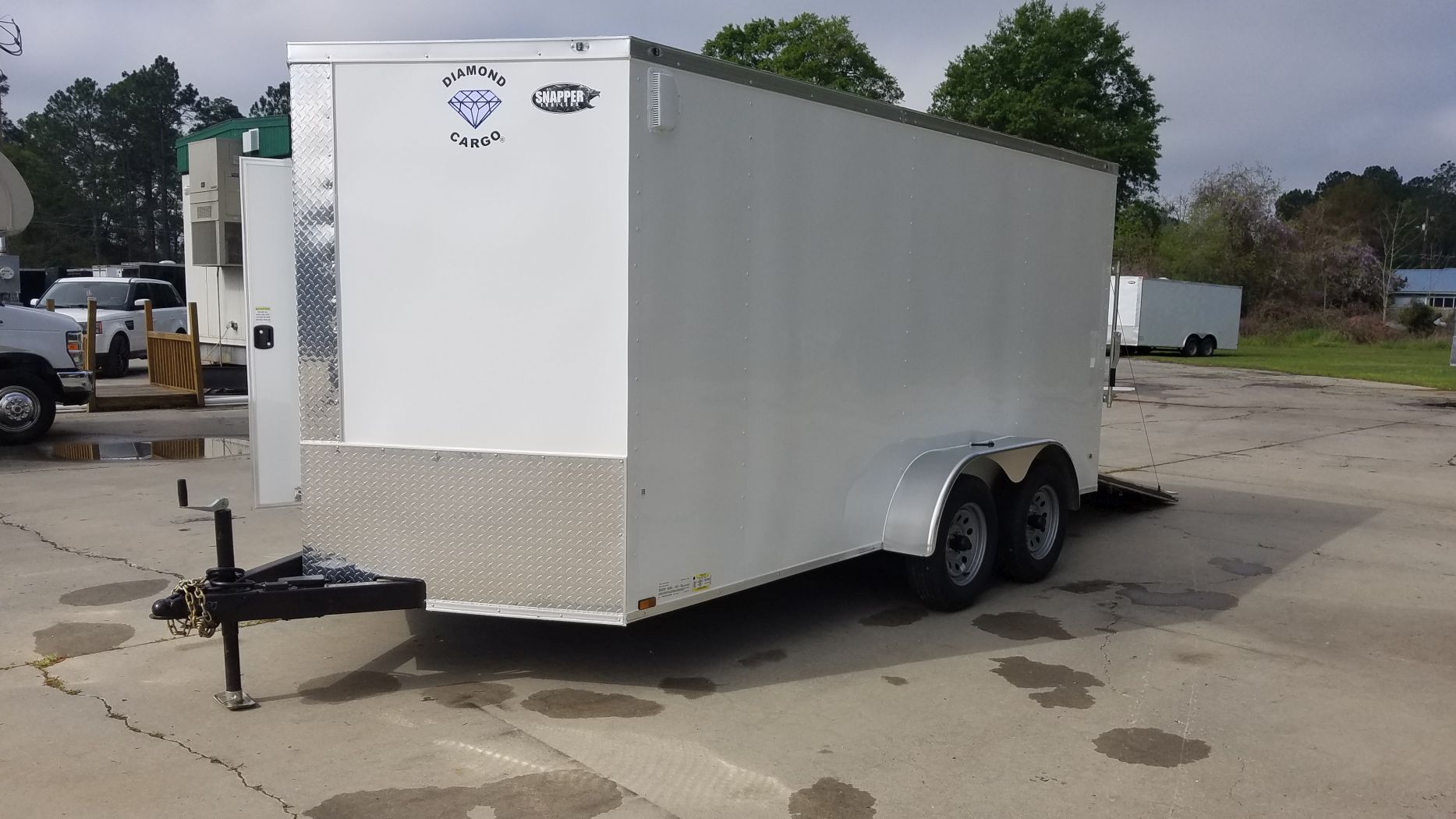 Diamond Cargo 7x14 TA Trailer - White, Ramp, Side Door, Extra Height - Image 2