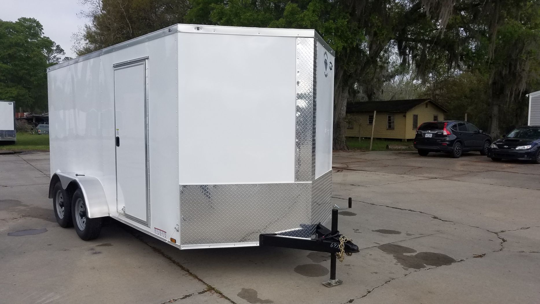 Diamond Cargo 7x14 TA Trailer - White, Ramp, Side Door, Extra Height - Image 16