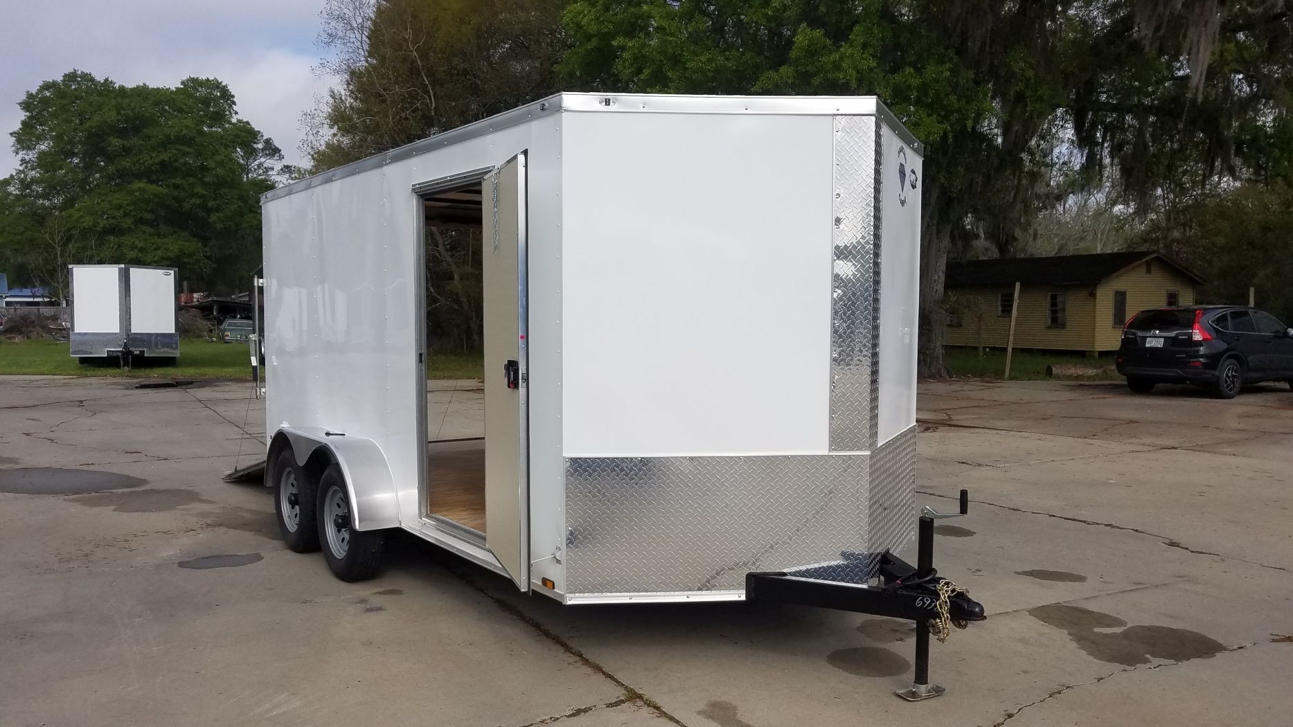 Diamond Cargo 7x14 TA Trailer - White, Ramp, Side Door, Extra Height - Image 14