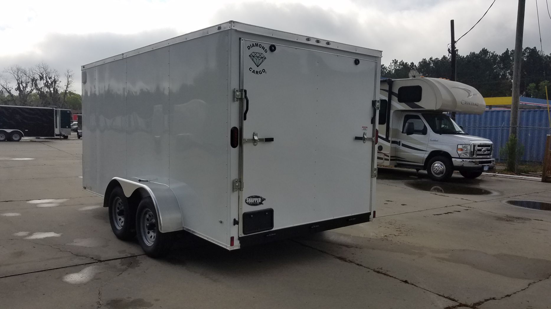 Diamond Cargo 7x14 TA Trailer - White, Ramp, Side Door, Extra Height - Image 7